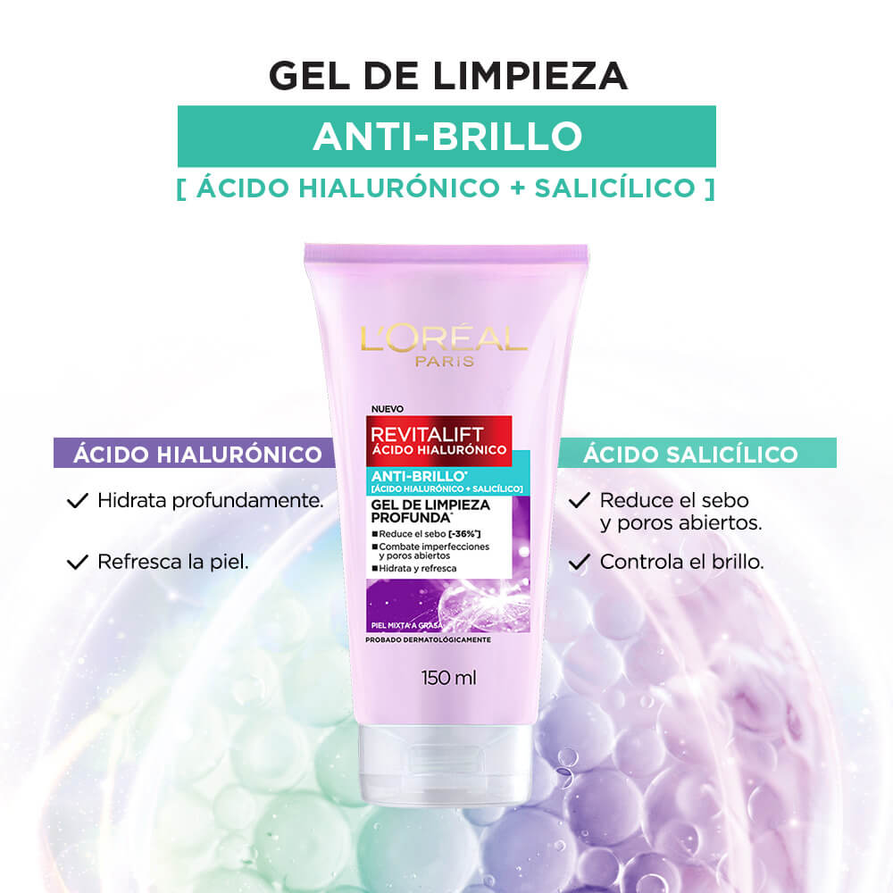 Gel de limpieza L'Oréal Paris Revitalift Anti-brillo componentes